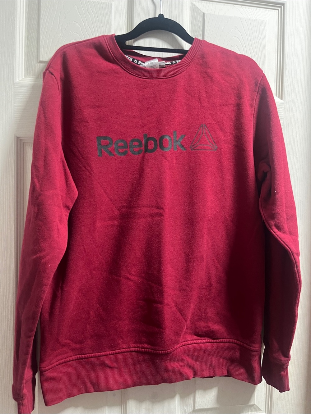 Reebok Men's Deep Red Crewneck Sweatshirt with Logo